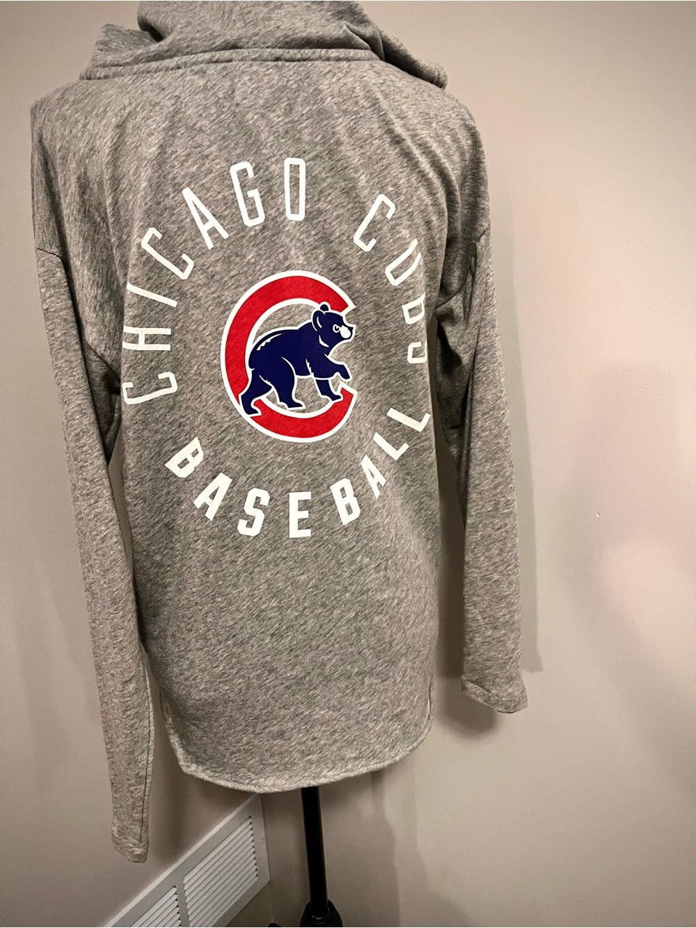 VS PINK Chicago Cubs Gray Baseball Long Sleeve Hoodie